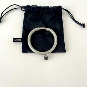 NEW Jennifer Lopez new Leather bracelet with silver dangling charm grey stone.